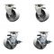 Service Caster 4'' Semi Steel Cast Iron Swivel Caster Set with Bronze Bearings 2 Brakes, 4PK SCC-20S420-SSBZ-2-TLB-2 - alternate 1